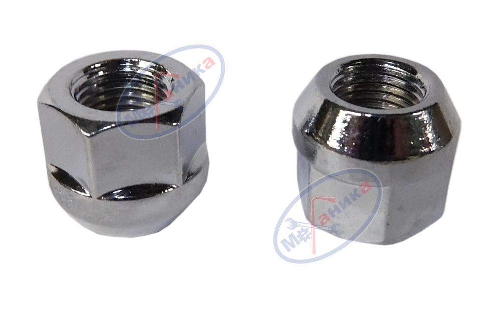 Гайка М14*1,5*25 колесн. (кл. 21, хром, откр.) (LS) 10шт