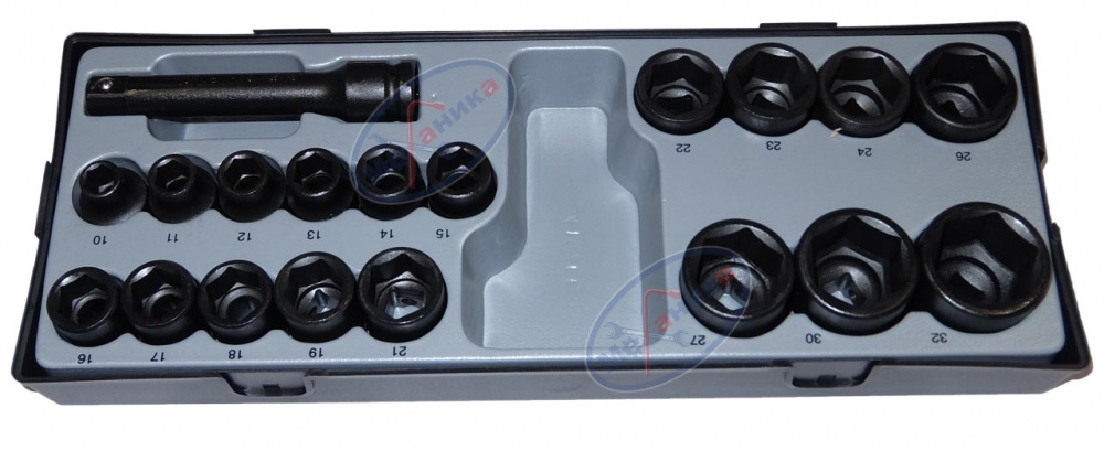 Головки набор 1/2" 6 гр короткие удар 19 пр (Force) с удлинителемT4193