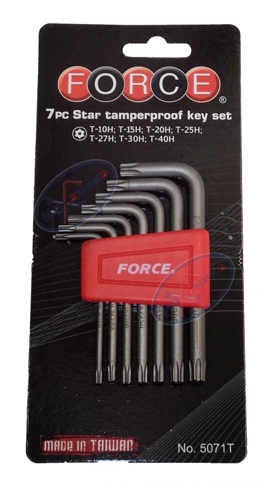 Набор ключей TORX 7 пр (T10-T40) ударных c отверст (Force) 5071T